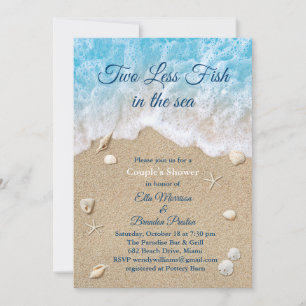 Blue Two Less Fish in the Sea Couple's Shower Invitation