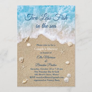 Blue Two Less Fish In The Sea Couple's Shower Invitation by prettyfancyinvites at Zazzle
