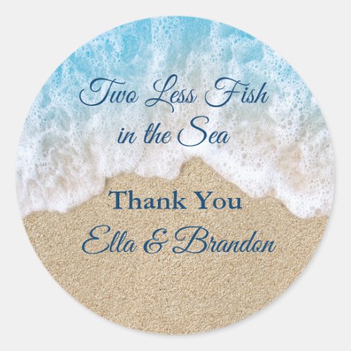 Blue Two Less Fish in the Sea Thank You Classic Round Sticker