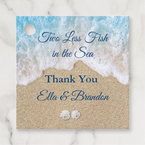 Blue Two Less Fish in the Sea Thank You Favor Tags