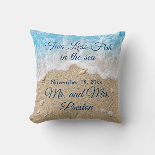 Blue Two less Fish in the Sea Throw Pillow