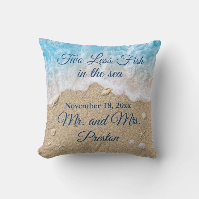 Blue Two less Fish in the Sea Throw Pillow (Front)