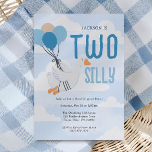 Blue Two Silly Goose 2nd Birthday Invitation