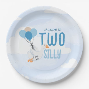 Blue Two Silly Goose 2nd Birthday Party Paper Plates