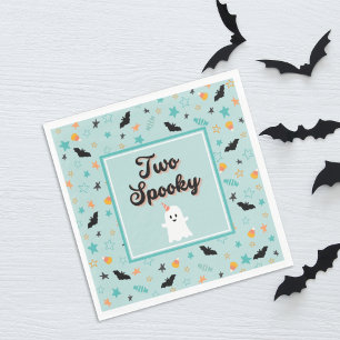 Blue Two Spooky Cute Ghost Halloween Birthday Napkins