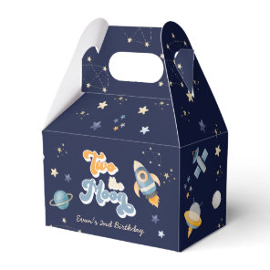 Blue Two the Moon Space Birthday  Favor Boxes