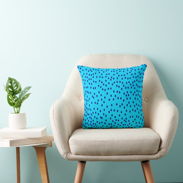 Blue Two Toned Polka Dots  Throw Pillow (Chair)