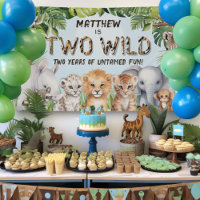 Blue Two Wild Boy 2nd birthday Safari backdrop