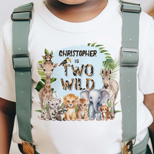 Blue Two Wild Themed Baby Boy Safari 2nd birthday Toddler T_shirt