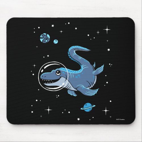 Blue Tylosaurus Dinos In Space Mouse Pad