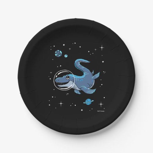 Blue Tylosaurus Dinos In Space Paper Plates