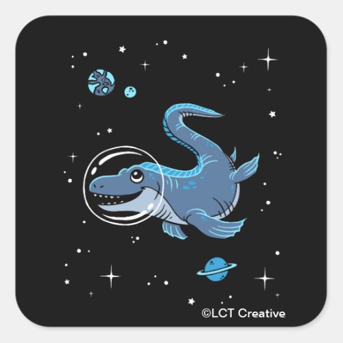 Blue Tylosaurus Dinos In Space Square Sticker