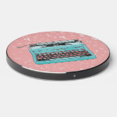 Blue Typewriter on Pink  Wireless Charger (Front 2)
