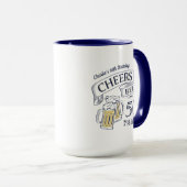 Blue Typography Cheers And Beers Any Age Birthday Mug (Front Right)
