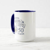 Blue Typography Cheers And Beers Any Age Birthday Mug (Front Left)
