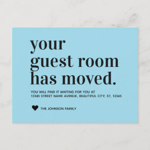 Blue Typography Guest Room Moving Announcement