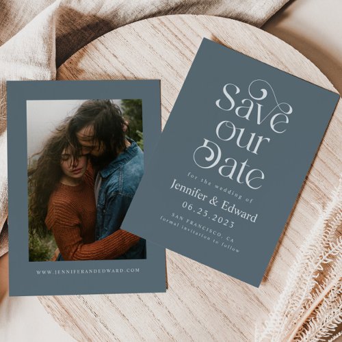 Blue Typography Wedding  Save The Date