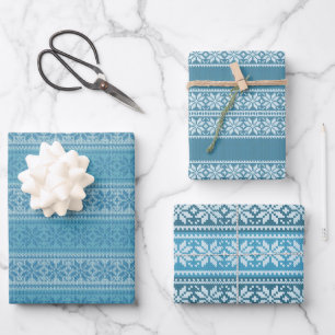 Blue Ugly Christmas Sweater Wrapping Paper Sheets