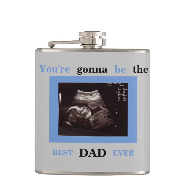 Blue Ultrasound Photo You"re Gonna be the Best Dad Flask (Front)