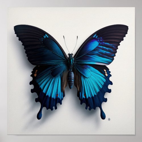 Blue Ulysses Butterfly Art Print Poster