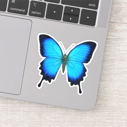 Blue Ulysses Swallowtail Butterfly Contour Sticker