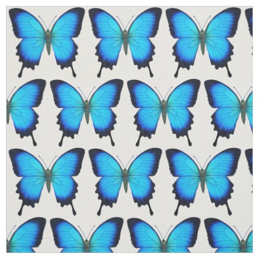 Blue Ulysses Swallowtail Butterfly Fabric