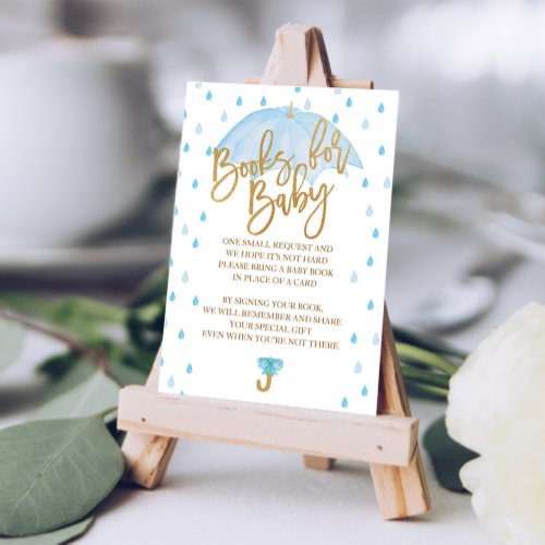 Blue Umbrella Baby Shower Books for Baby card