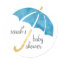 Blue Umbrella Baby Shower Favor Stickers