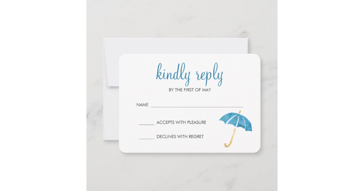 Blue Umbrella Baby Shower Rsvp Response Zazzle Com Blue Umbrella Baby Shower Rsvp Response
