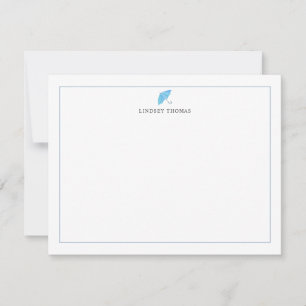 Blue Umbrella Border Personalized Stationery Note Card