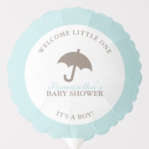 Blue Umbrella Boy Baby Shower Balloon