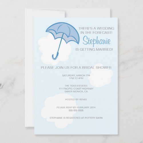 Blue Umbrella Bridal Shower Invitation