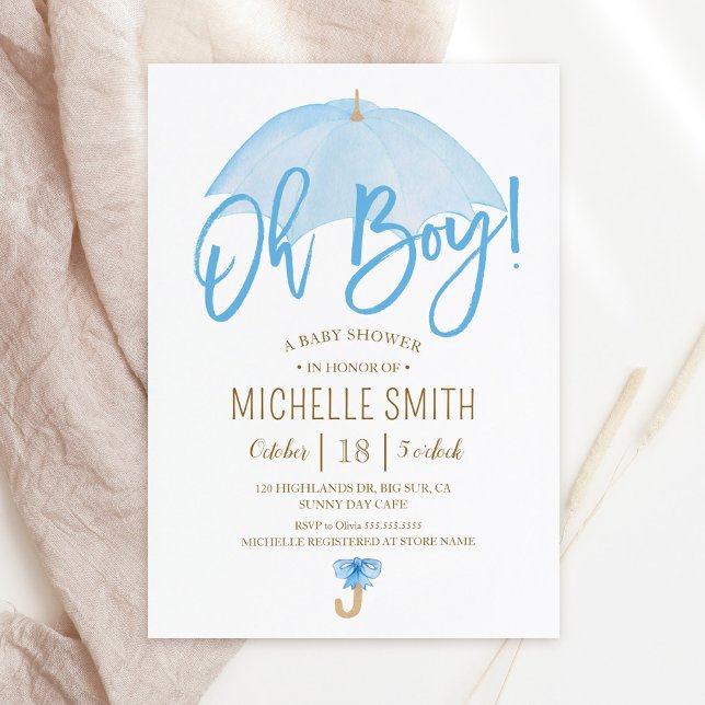 Blue Umbrella of Love Sprinkle Baby Shower Invitat Invitation (Creator Uploaded)