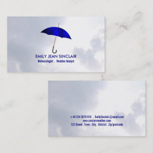 Blue Umbrella on Clouds, Meteorologist Business Card