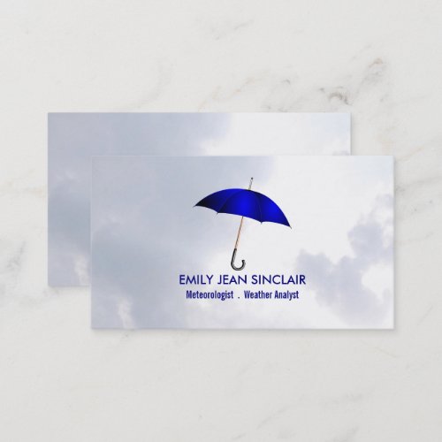 Blue Umbrella on Clouds Meteorologist Business Card