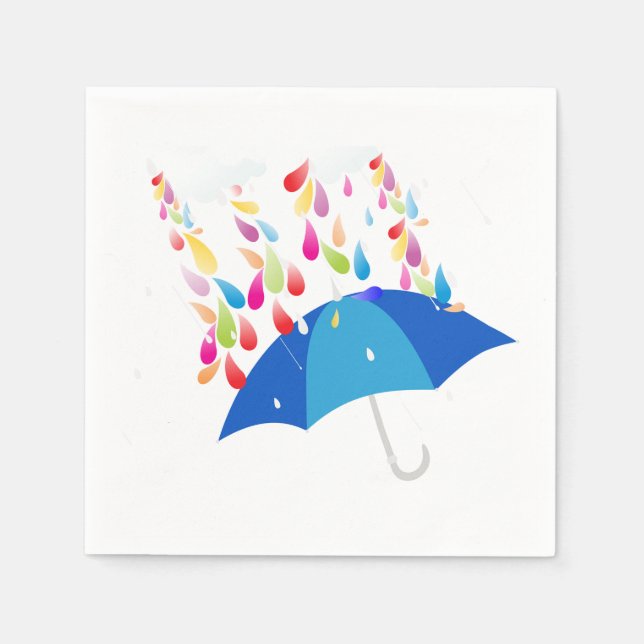 Blue Umbrella Shower Napkins (Front)