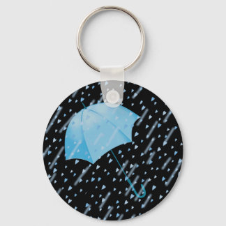 BLUE UMBRELLA SHOWERS OF LOVE by SHARON SHARPE Keychain