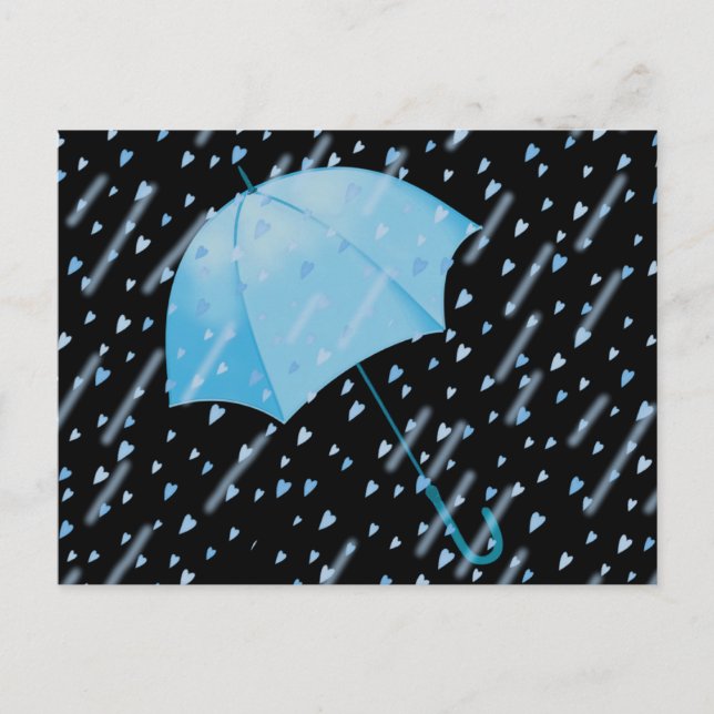 BLUE UMBRELLA SHOWERS OF LOVE by SHARON SHARPE Postcard (Front)