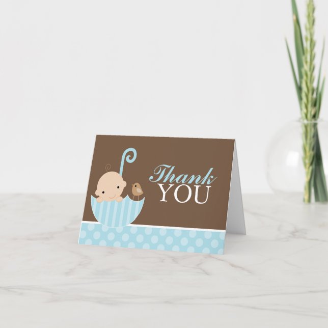 Blue Umbrella Thank You Card (Front)