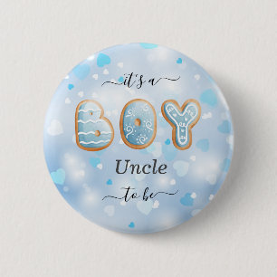 Blue Uncle to Be Boy Baby Shower Button