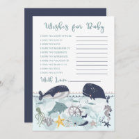 Blue Under Sea Ocean Baby Shower Wishes for Baby Invitation