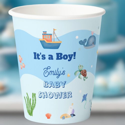 Blue Under the Sea Baby Boy Shower Paper Cups