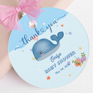 Blue Under the Sea Baby Boy Shower Whale Favor Tags