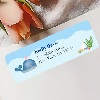Blue Under the Sea Baby Boy Shower Whale Label