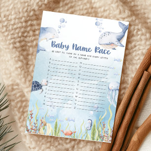 Blue Under the Sea Baby Shower Baby Name Race Game