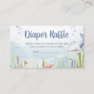 Blue Under the Sea Baby Shower Diaper Raffle Enclosure Card