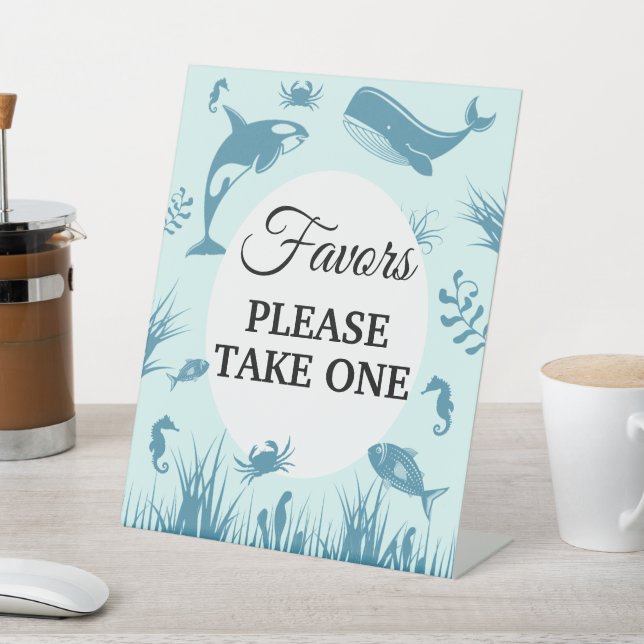 Blue Under the Sea Baby Shower Favors Sign (In SItu)