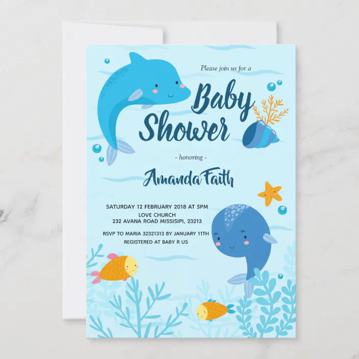 Blue Under The Sea Baby Shower For Boy Invitation Zazzle Com
