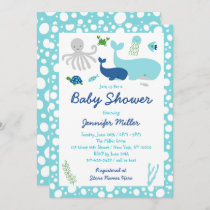 Blue Under The Sea Baby Shower Invitation