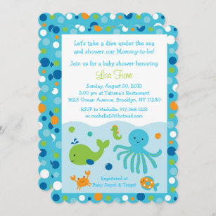 Blue Under the Sea Baby Shower Invitation
